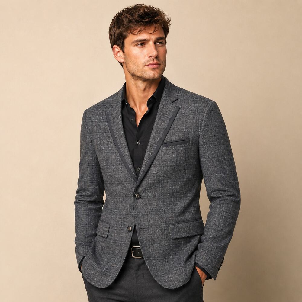 Giovanni Fabroni Mens Sport Coat US 42 Glencheck Gray 100% Wool Business Suit